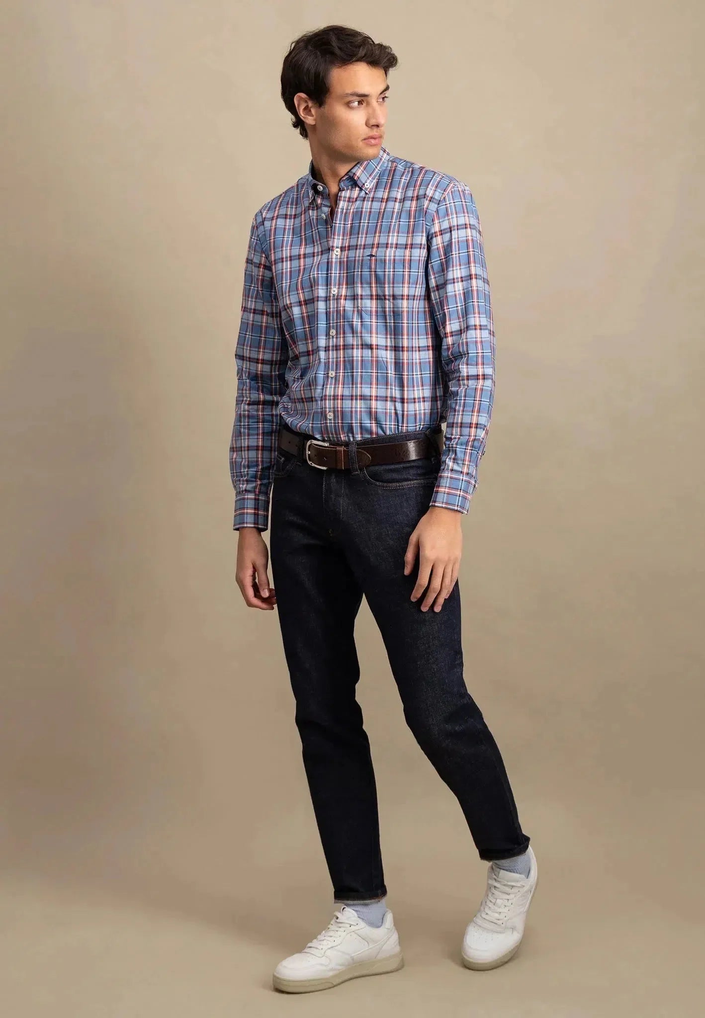 Fynch - Hatton Classic Mixed Check Shirt Cloud Blue – 14108020-625-S | Studio DOS by Designer Outlet Sales