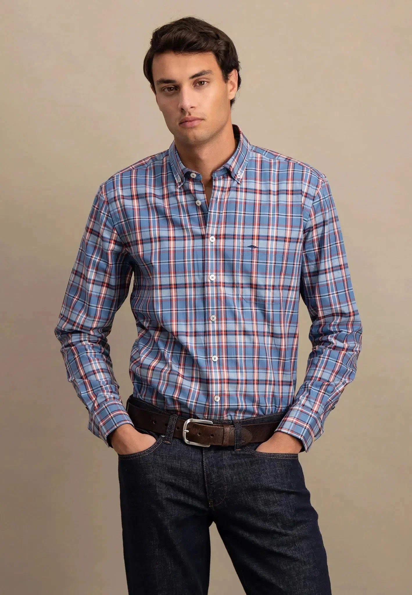 Fynch - Hatton Classic Mixed Check Shirt Cloud Blue – 14108020-625-S | Studio DOS by Designer Outlet Sales