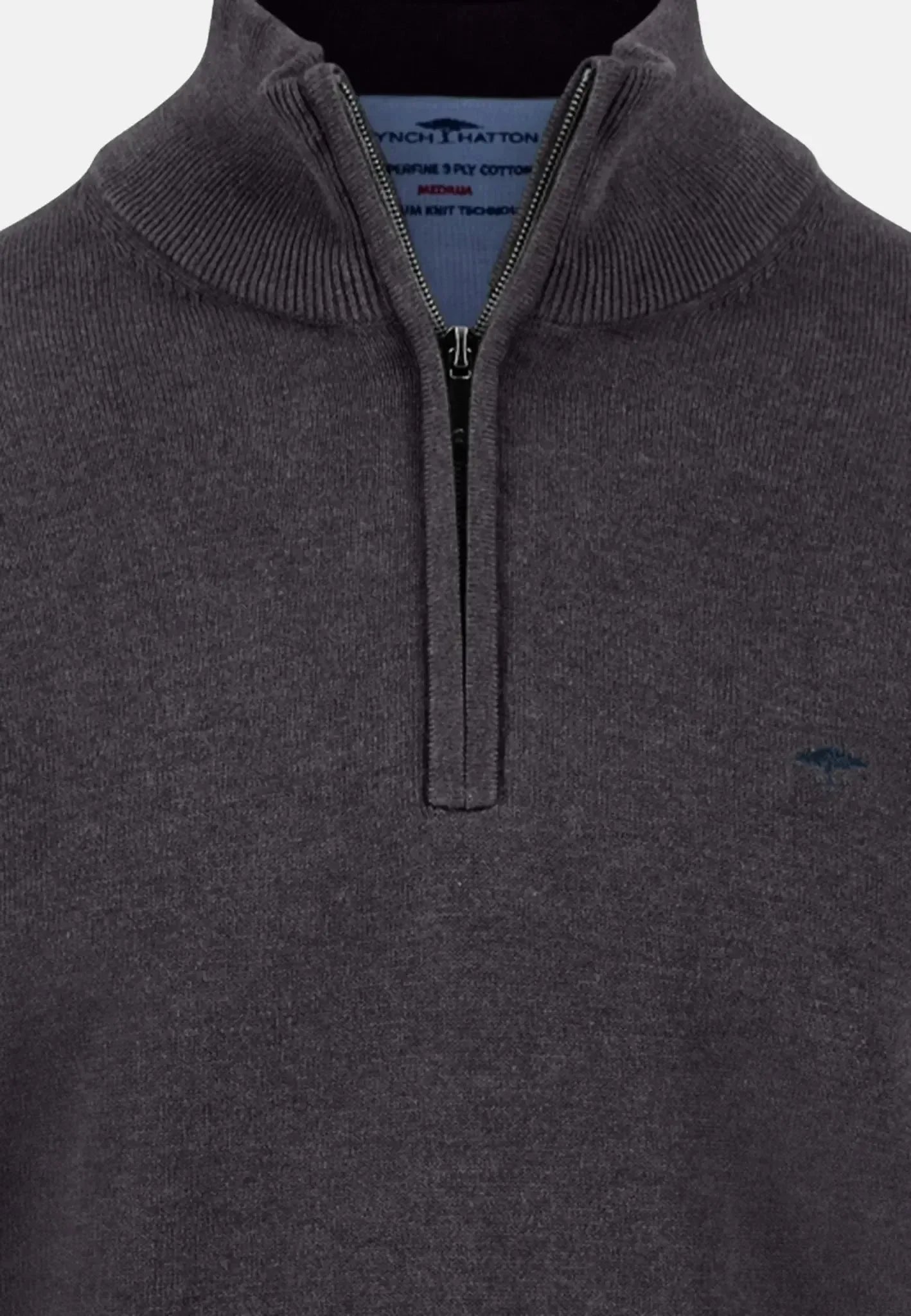 Fynch - Hatton Fine Knit Cotton 1/4 Zip Charcoal – 1514215-998-S | Studio DOS by Designer Outlet Sales
