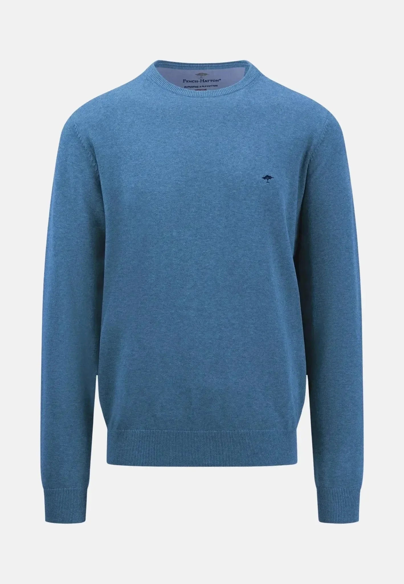 Fynch - Hatton Fine Knit Crewneck Cotton Knit Azure – SFPK210-634-S | Studio DOS by Designer Outlet Sales