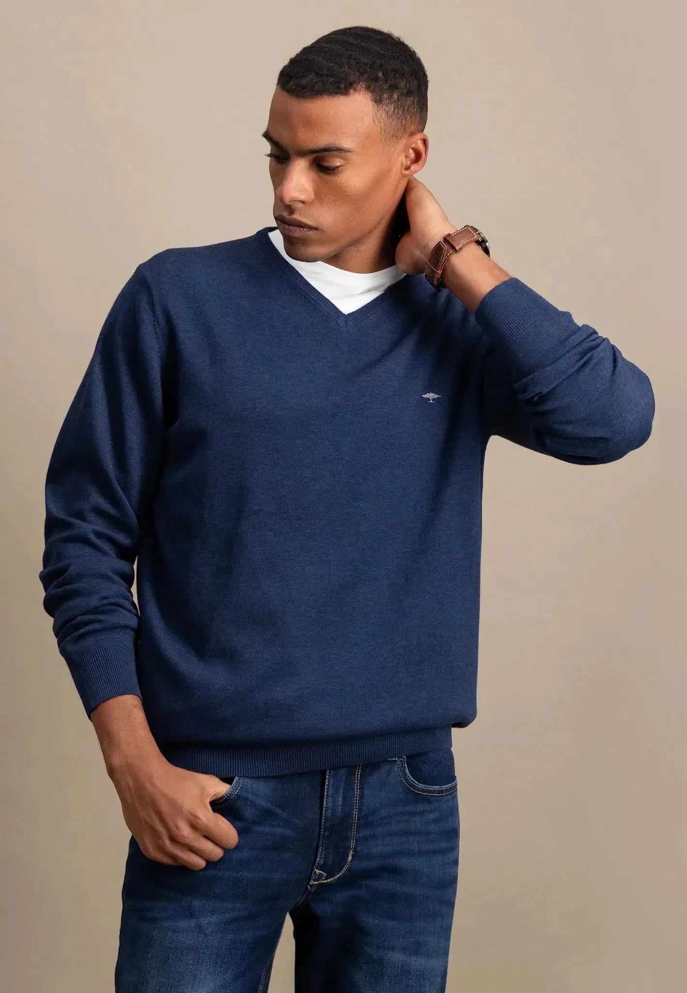 Fynch - Hatton Fine Knit V - Neck Cotton Knit Night – SFPK211-680-S | Studio DOS by Designer Outlet Sales