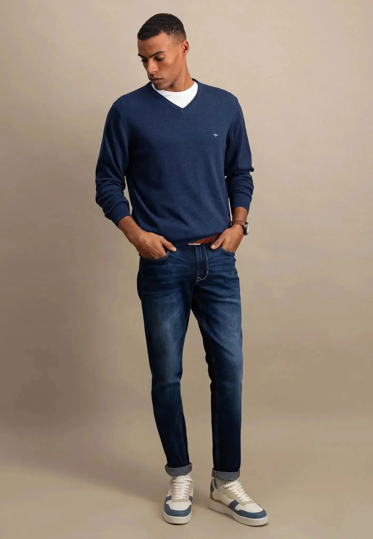 Fynch - Hatton Fine Knit V - Neck Cotton Knit Night – SFPK211-680-S | Studio DOS by Designer Outlet Sales