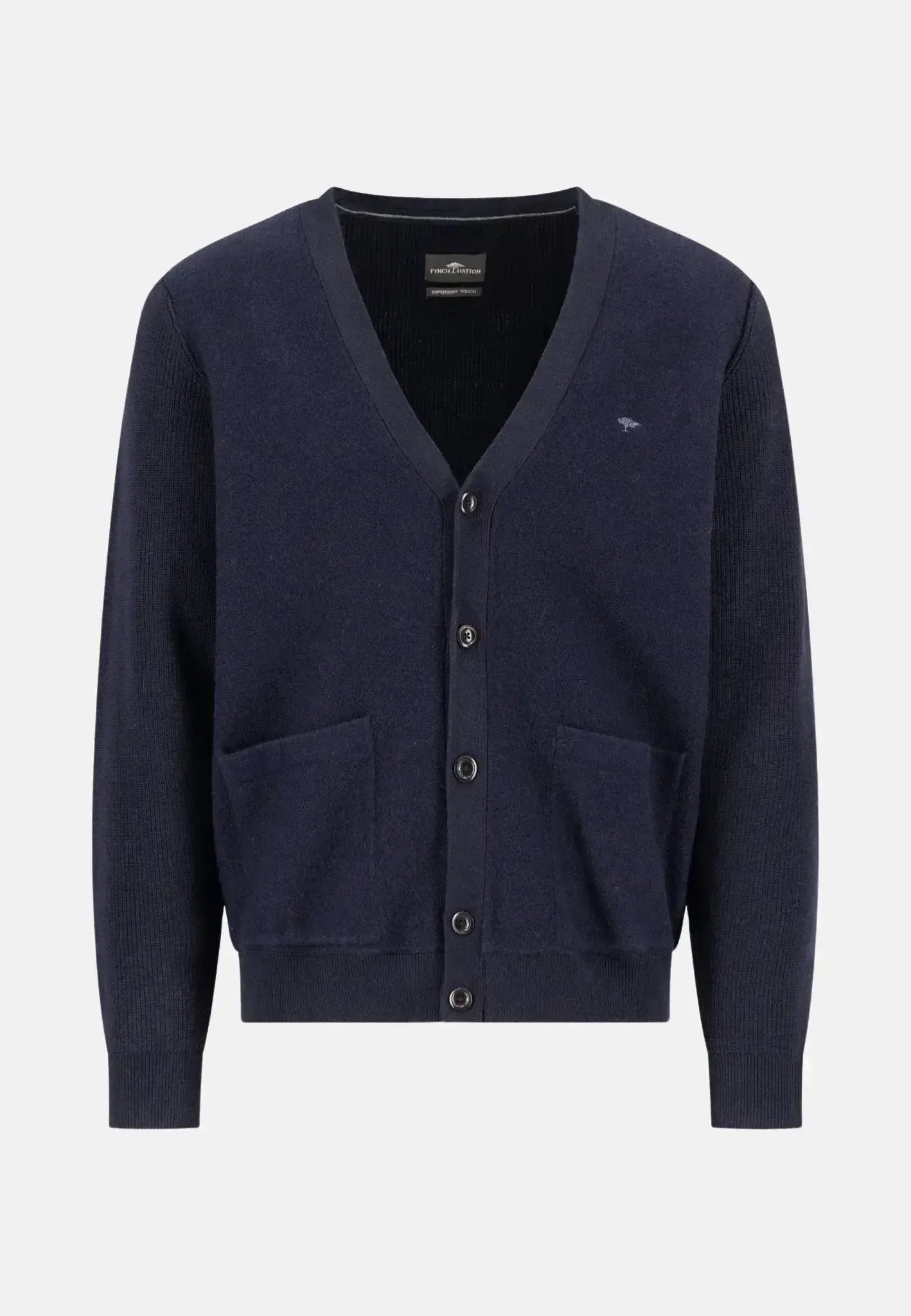 Fynch - Hatton Mens Cotton Wool Buttoned Cardigan Navy – 1509322-690-M | Studio DOS by Designer Outlet Sales