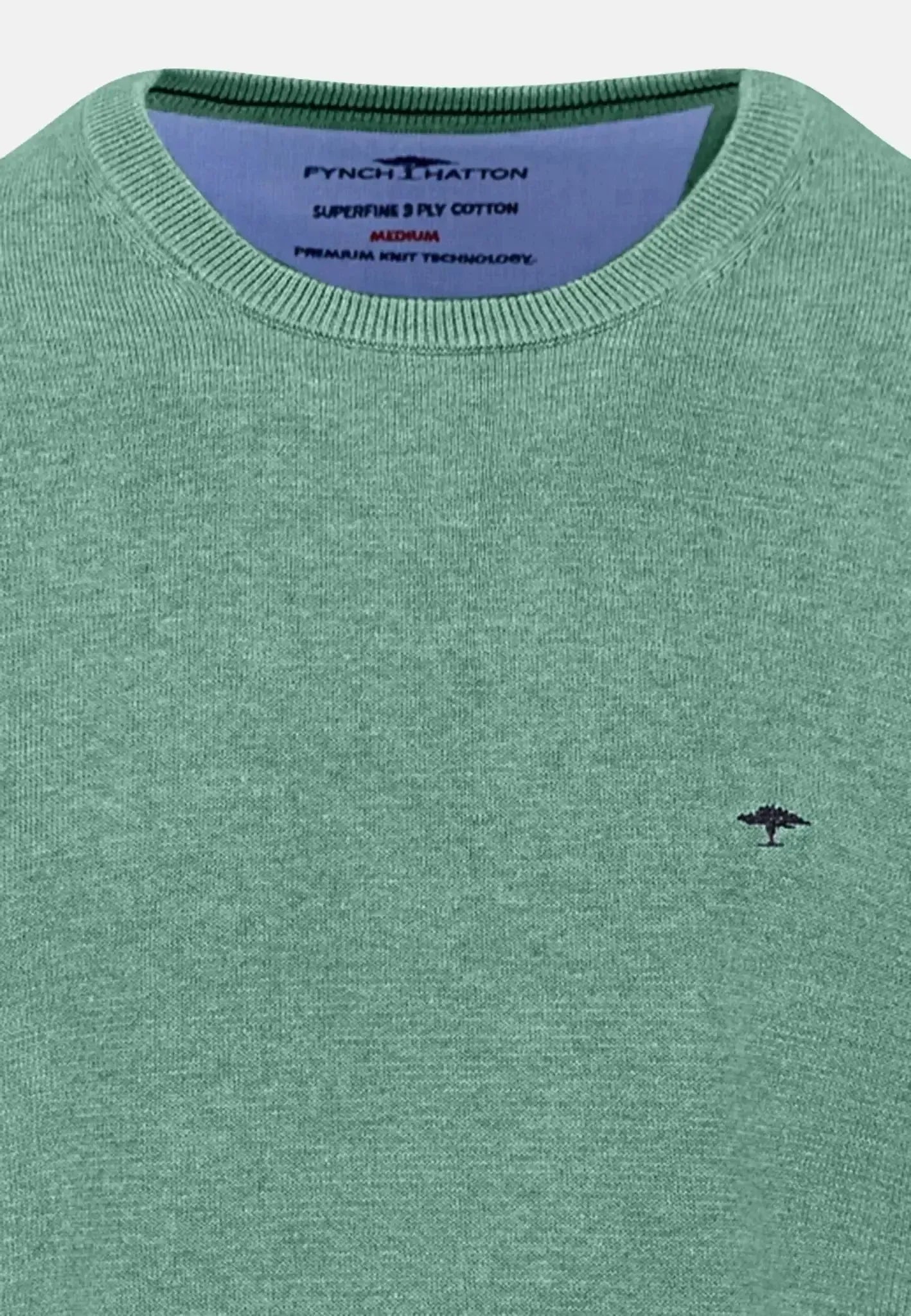 Fynch - Hatton Mens Fine Knit Cotton Crewneck Fern – 1514210-734-S | Studio DOS by Designer Outlet Sales