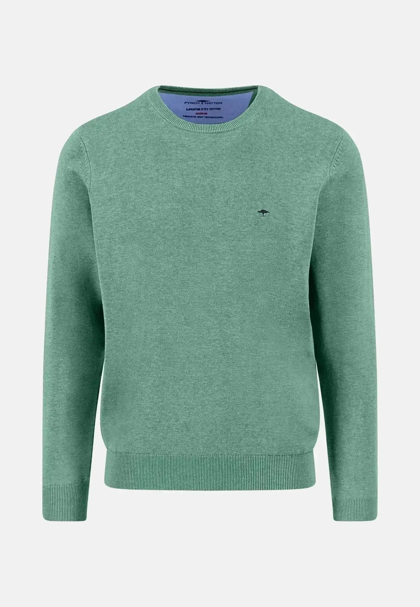 Fynch - Hatton Mens Fine Knit Cotton Crewneck Fern – 1514210-734-S | Studio DOS by Designer Outlet Sales