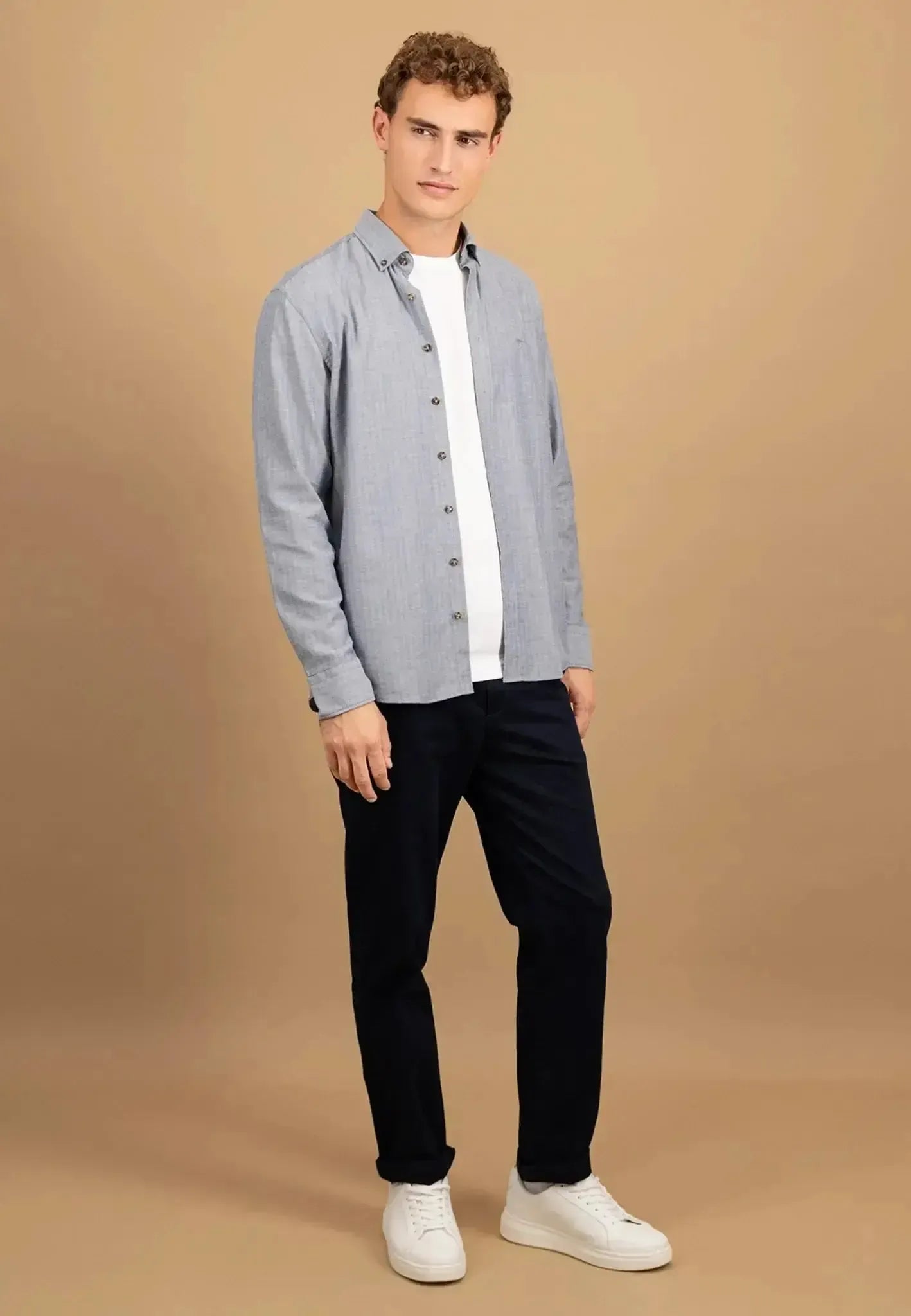 Fynch - Hatton Mens Herringbone Flannel Button Down Shirt Navy – 15108290-685-S | Studio DOS by Designer Outlet Sales