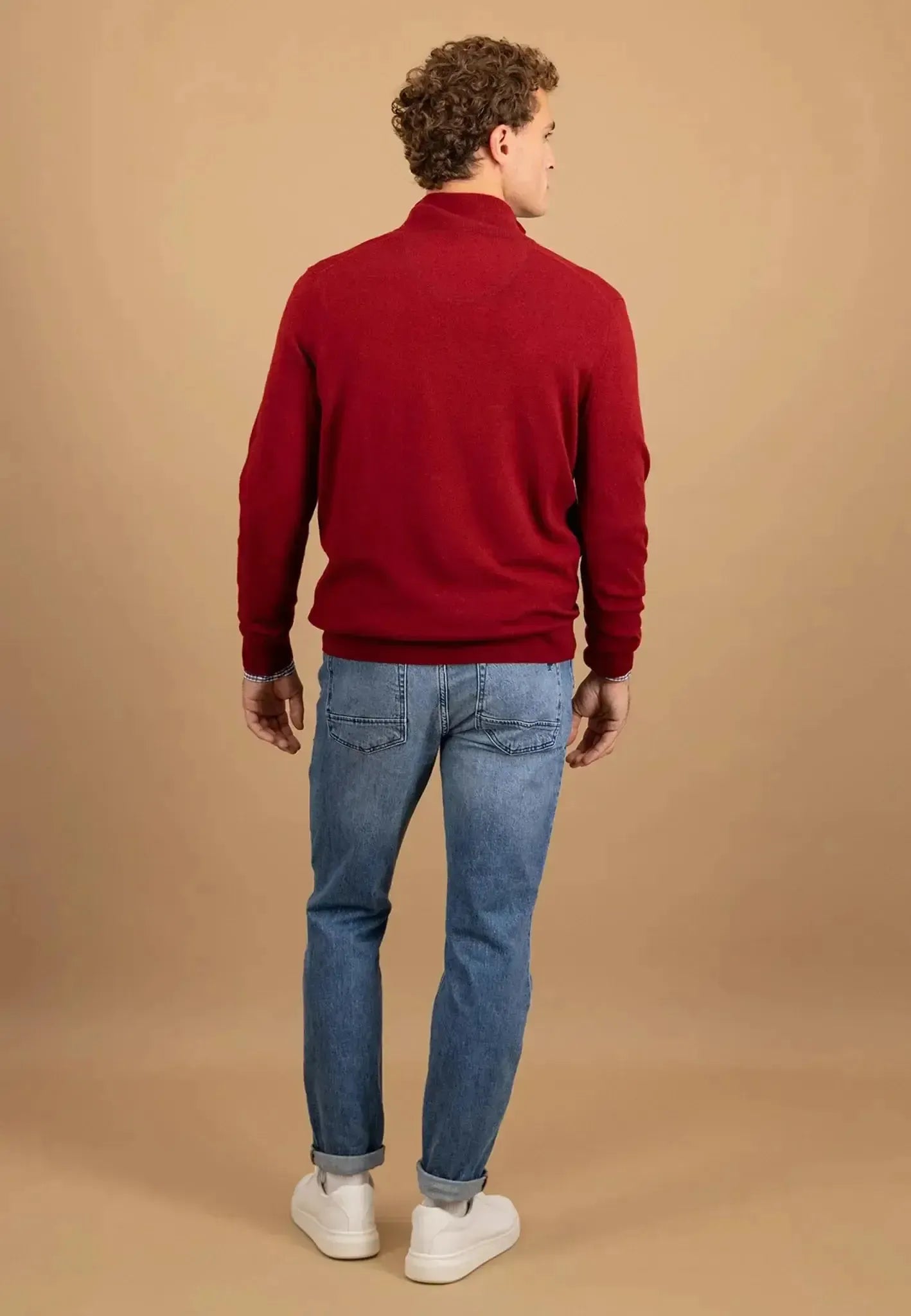 Fynch - Hatton Mens Merino Wool Cashmere 1/4 Zip Knit Garnet Red – 1514802-367-S | Studio DOS by Designer Outlet Sales