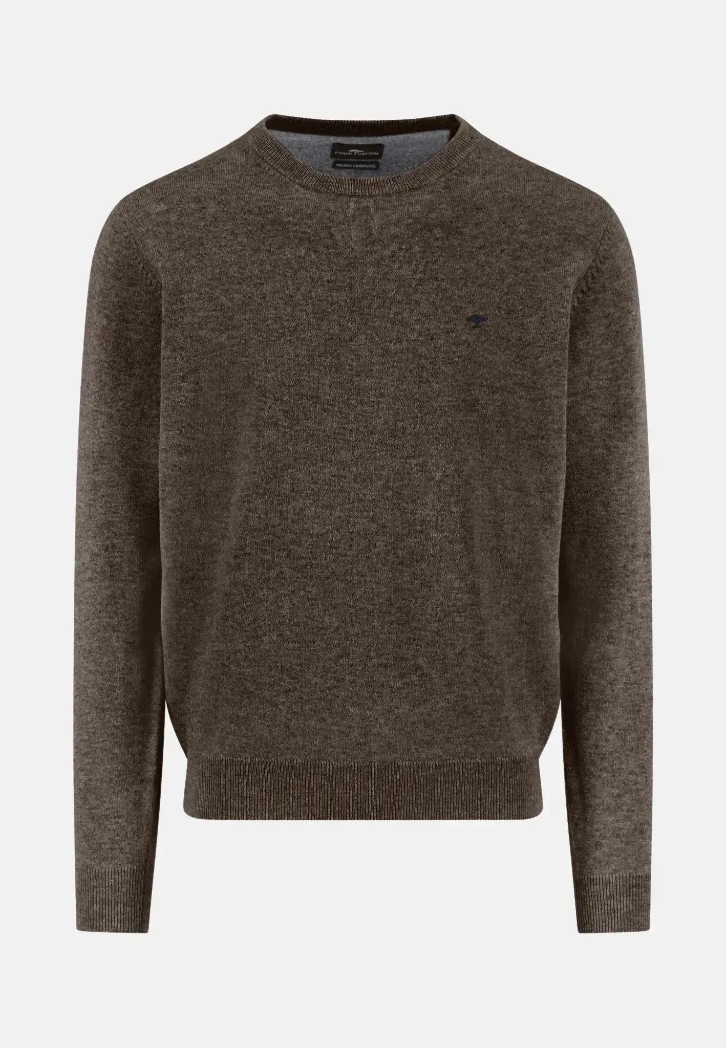 Fynch - Hatton Mens Pure Lambswool Crewneck Knit Dark Chocolate – 1510300-861-S | Studio DOS by Designer Outlet Sales