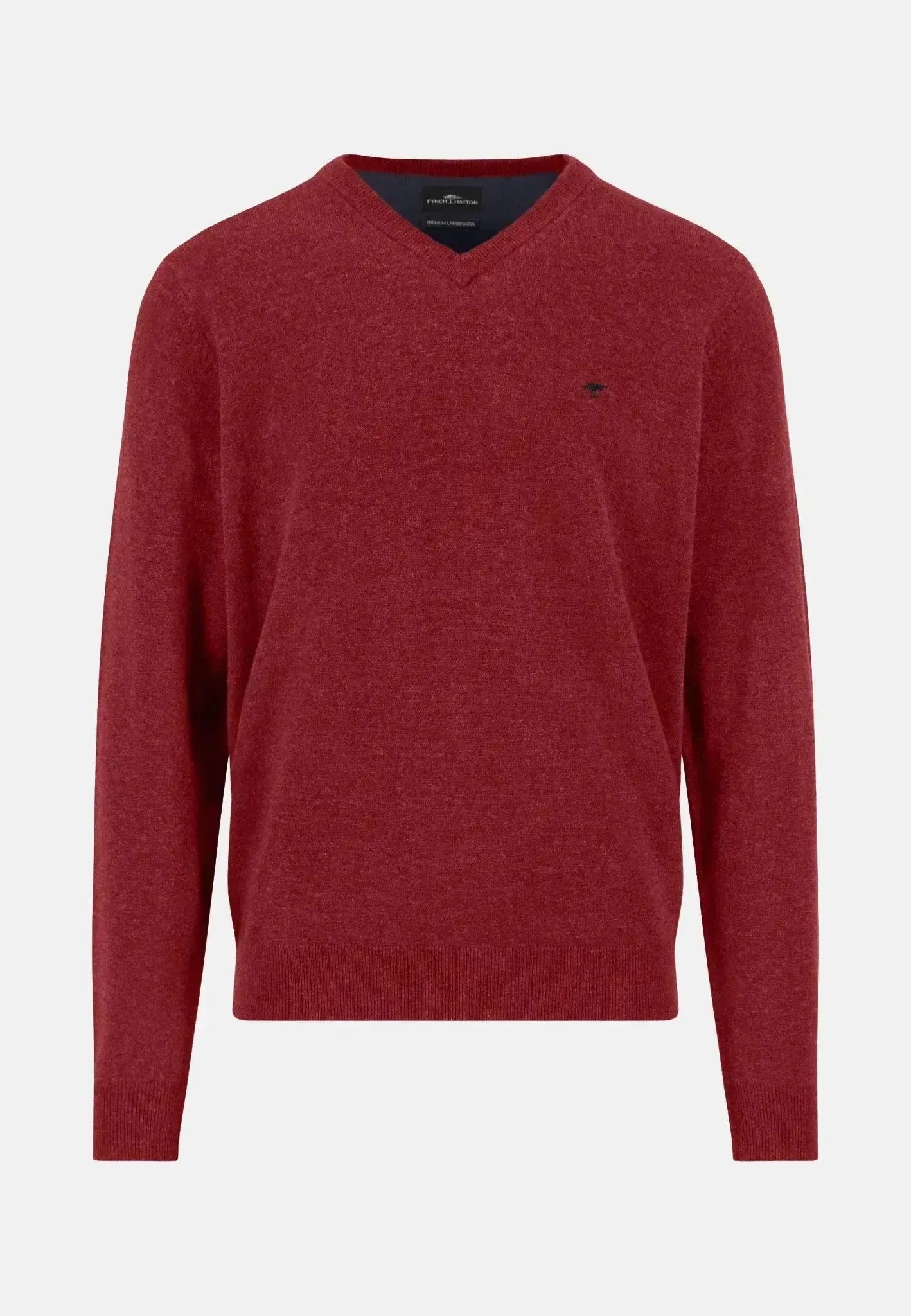 Fynch - Hatton Mens Pure Lambswool V - Neck Knit Garnet Red – 1510302-367-S | Studio DOS by Designer Outlet Sales