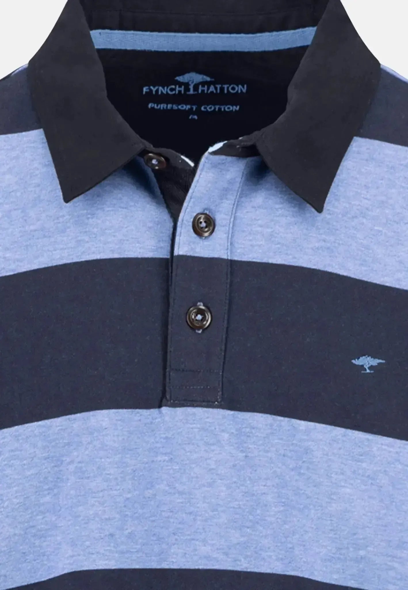 Fynch - Hatton Mens Striped Rugby Collar Sweat Crystal Blue – 15141363-604-S | Studio DOS by Designer Outlet Sales