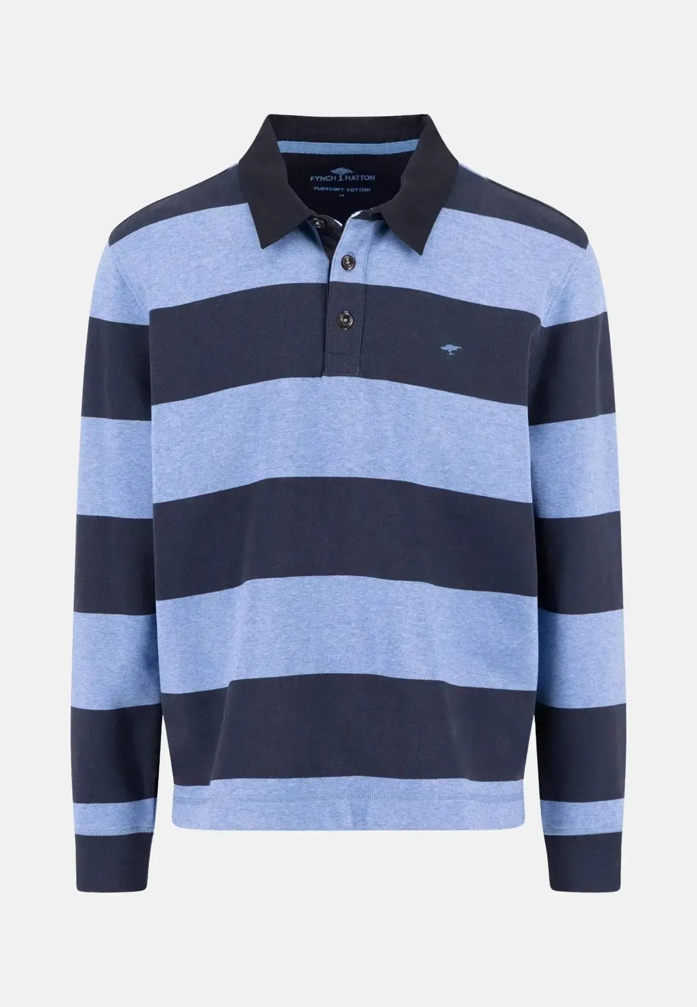 Fynch - Hatton Mens Striped Rugby Collar Sweat Crystal Blue – 15141363-604-S | Studio DOS by Designer Outlet Sales