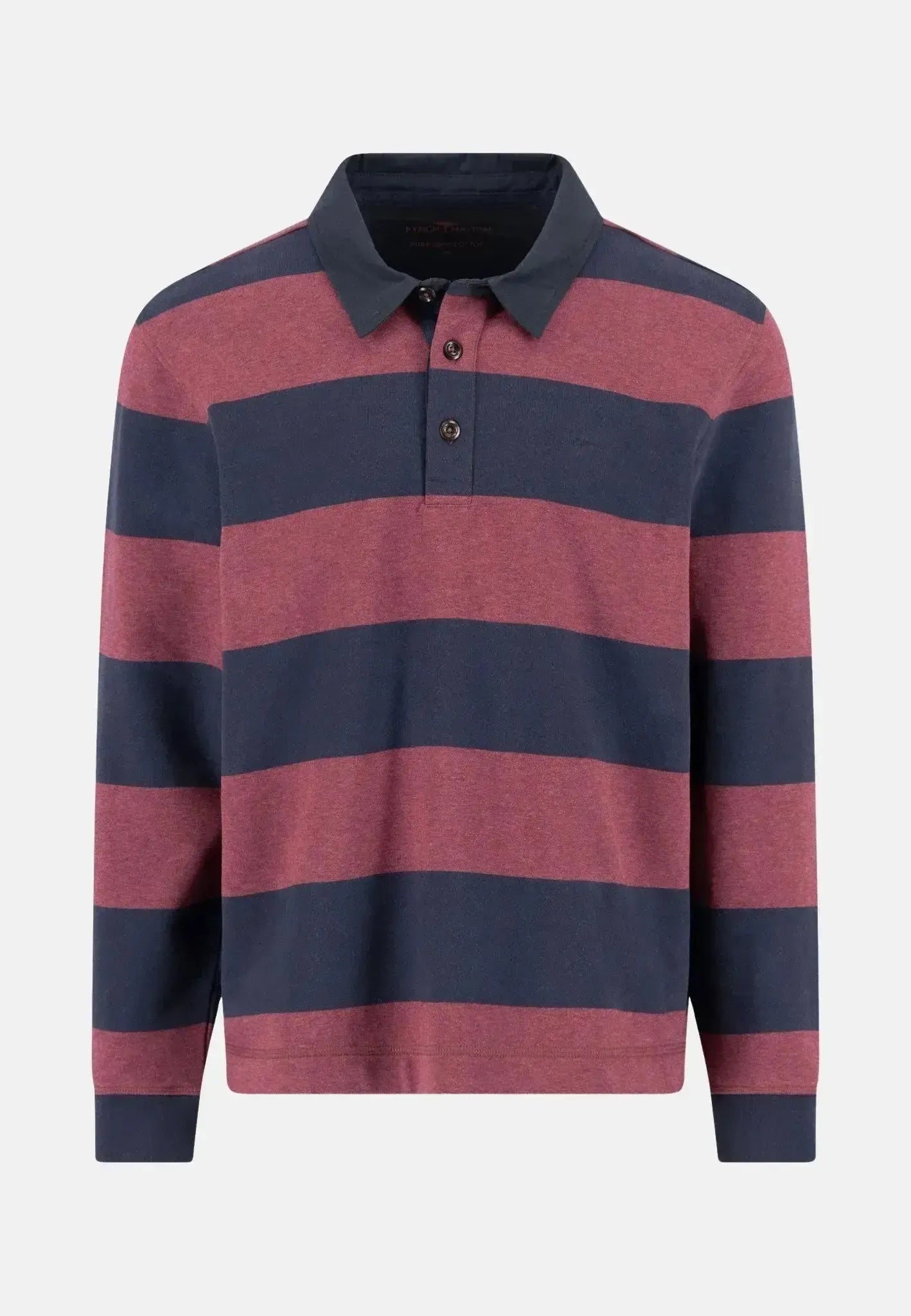 Fynch - Hatton Mens Striped Rugby Collar Sweat Deep Merlot – 15141363-368-S | Studio DOS by Designer Outlet Sales