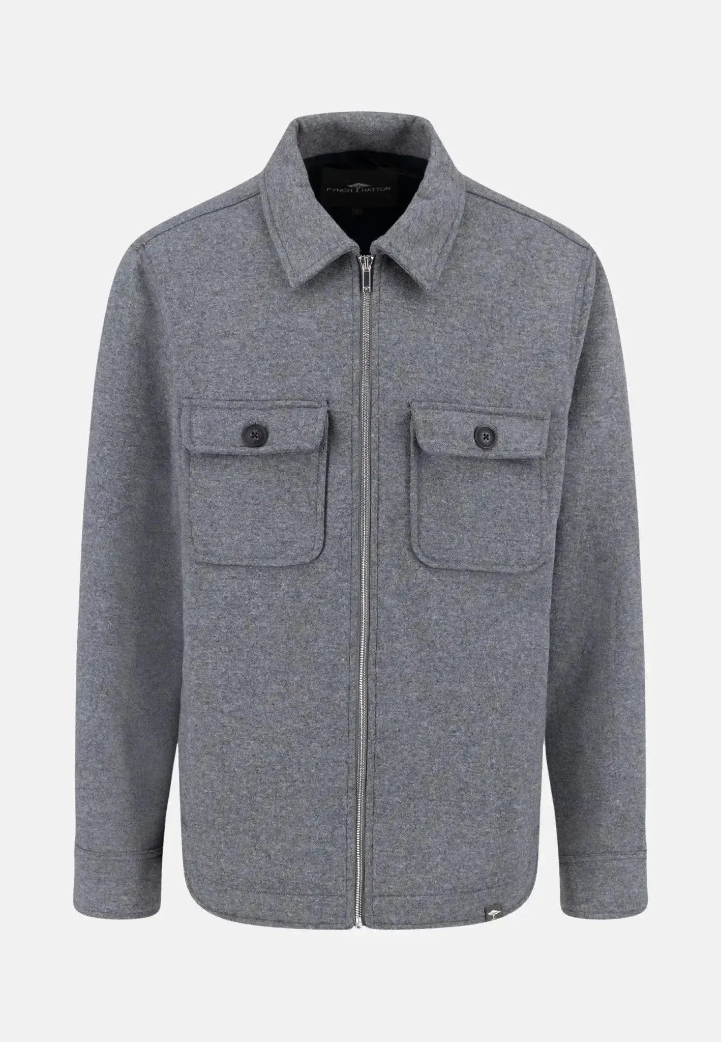 Fynch - Hatton Mens Wool Blend Melange Overshirt Steel – 15102508-936-S | Studio DOS by Designer Outlet Sales