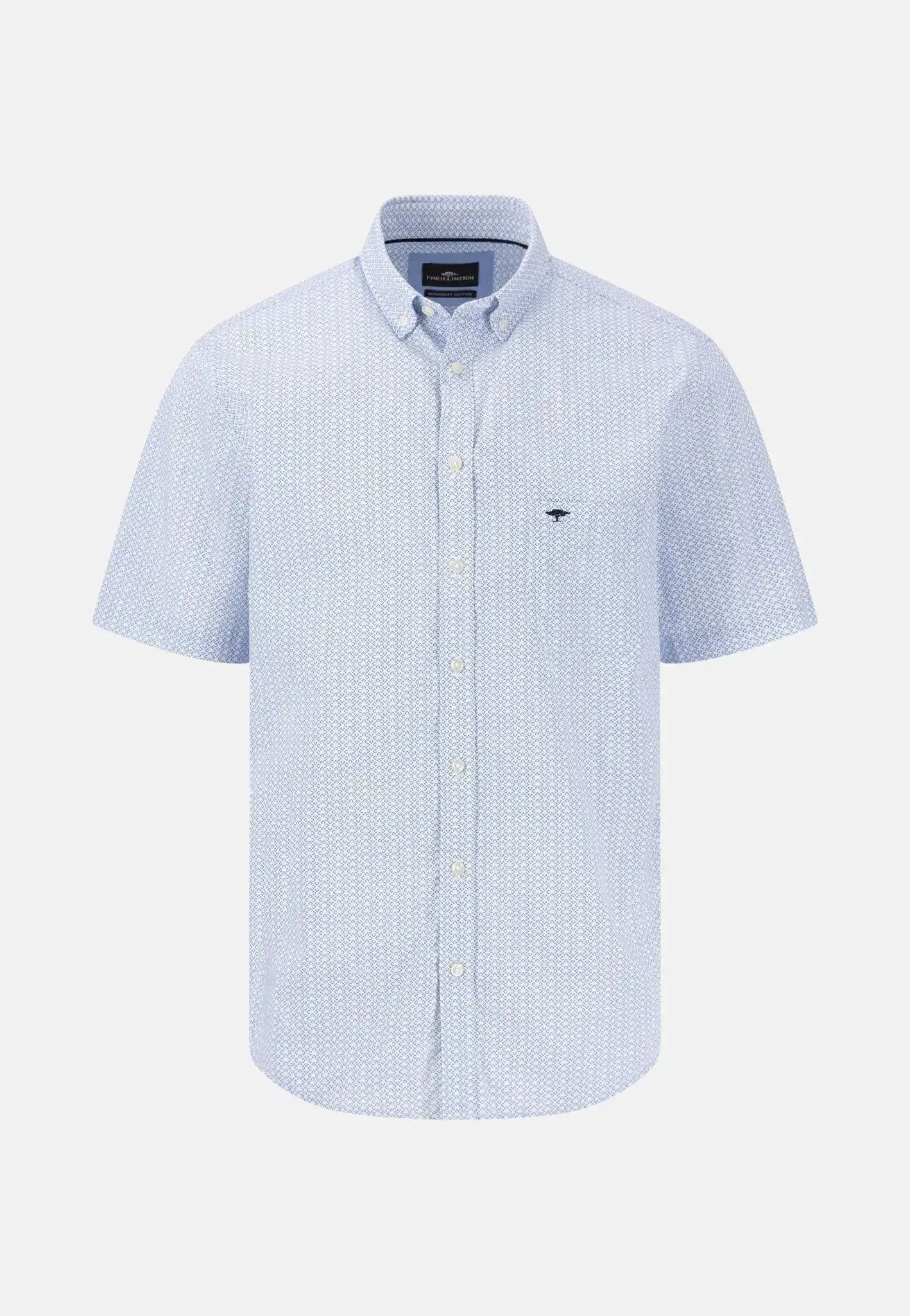 Fynch - Hatton Minimal Cotton Poplin Short Sleeved Shirt Summer Breeze – 15046121-607-S | Studio DOS by Designer Outlet Sales