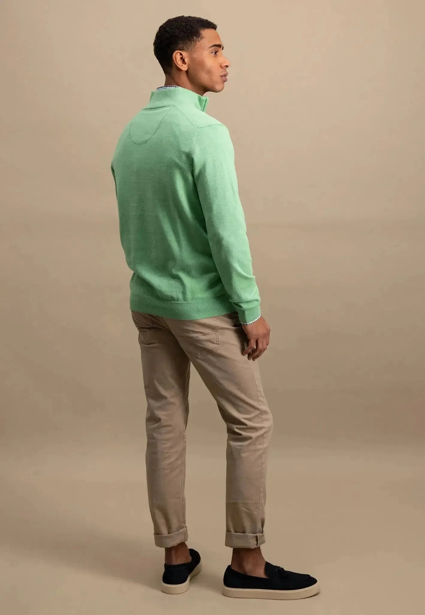 Fynch - Hatton Superfine 1/4 Zip Cotton Knit Turf Green – 1513215-722-S | Studio DOS by Designer Outlet Sales