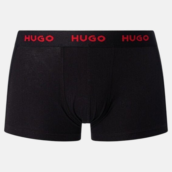 HUGO 3 Pack Cotton Stretch Trunks Black Red – O5 | Studio DOS by Designer Outlet Sales