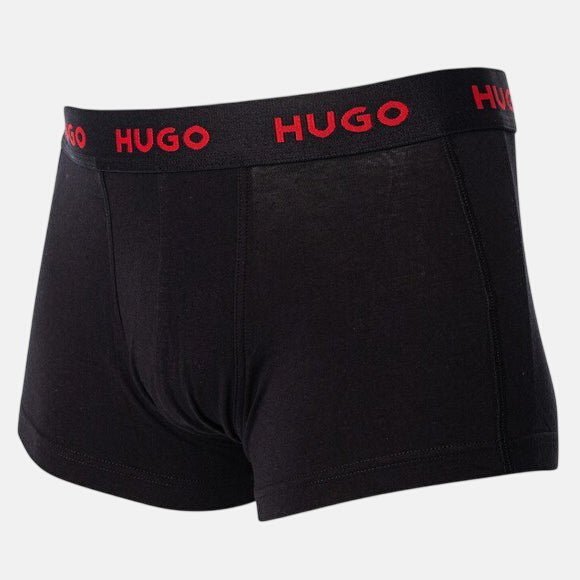 HUGO 3 Pack Cotton Stretch Trunks Black Red – O5 | Studio DOS by Designer Outlet Sales