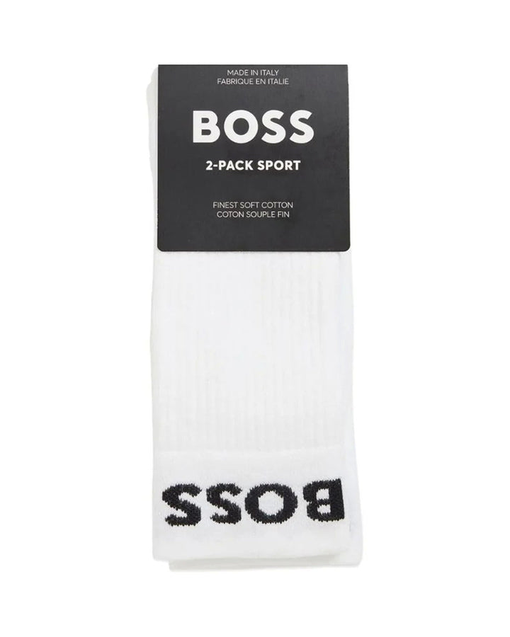 HUGO BOSS MENS 2 PACK SPORT SOCKS WHITE MIXED-Designer Outlet Sales