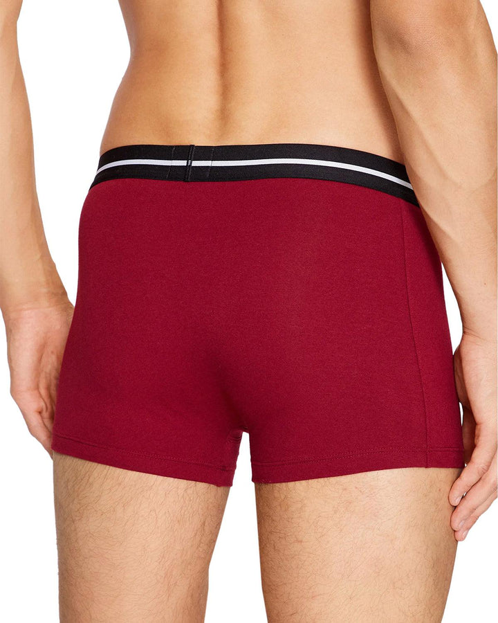 HUGO BOSS MENS 3 PACK BOLD TRUNKS BLACK BURGUNDY NAVY-Designer Outlet Sales