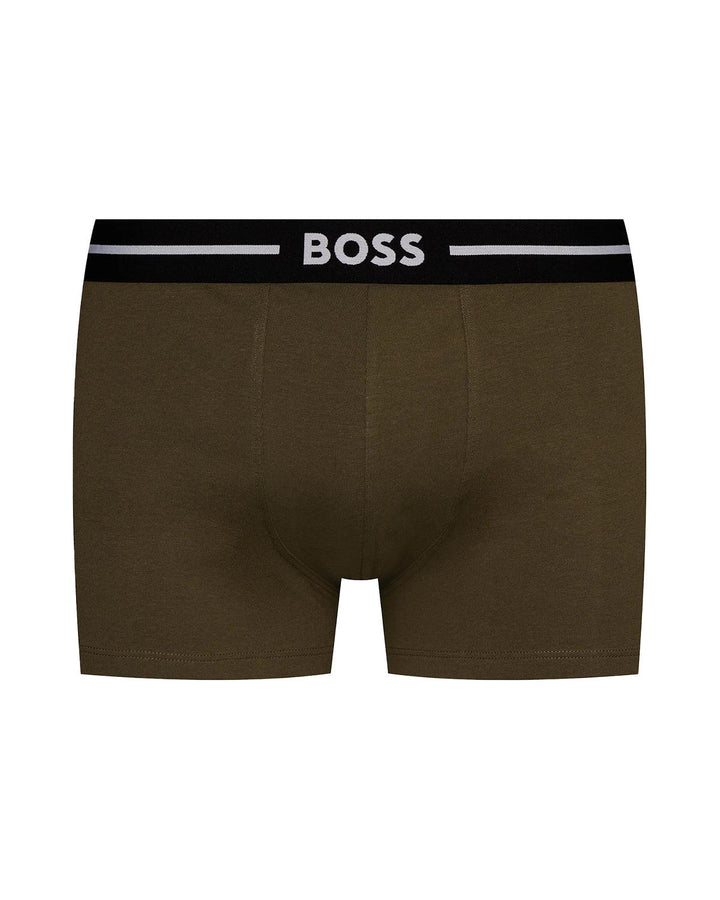 HUGO BOSS MENS 3 PACK BOLD TRUNKS BLACK MUSTARD KHAKI-Designer Outlet Sales