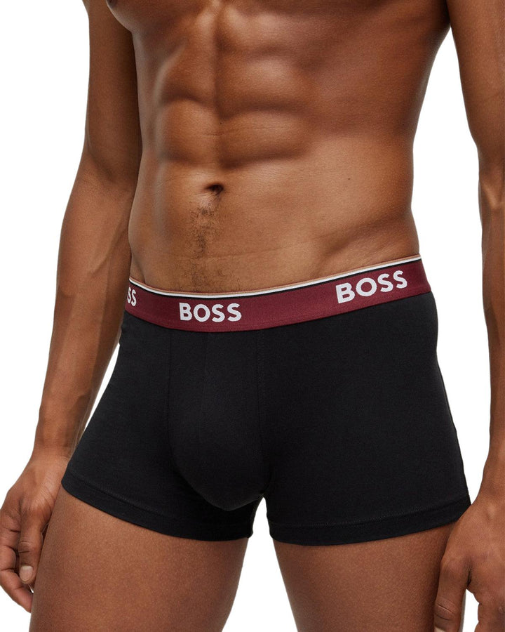 HUGO BOSS MENS 3 PACK POWER TRUNKS BLACK MULTI-Designer Outlet Sales