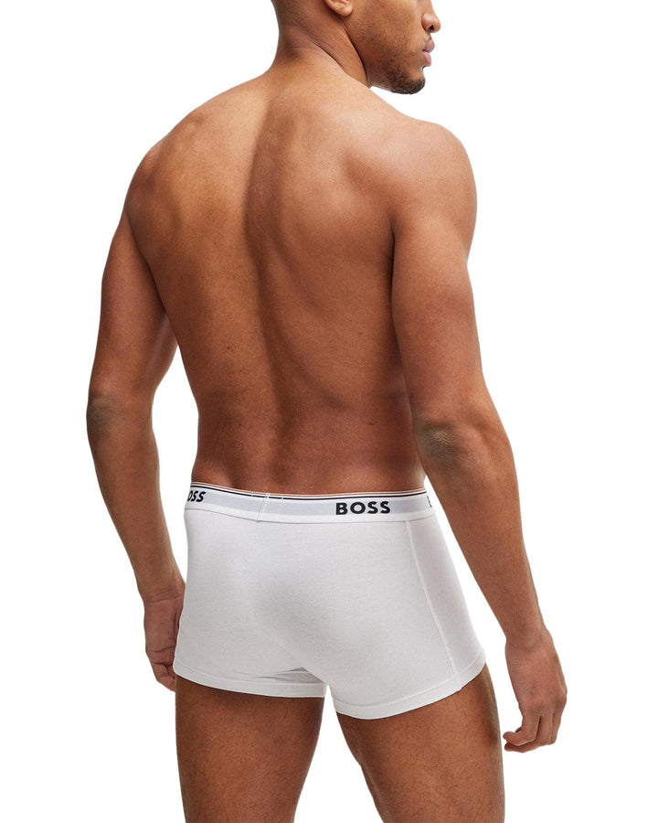 HUGO BOSS MENS 3 PACK POWER TRUNKS BLACK WHITE GREY-Designer Outlet Sales