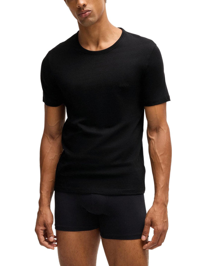 HUGO BOSS MENS 3-PACK T-SHIRTS CHARCOAL NAVY BLACK-Designer Outlet Sales