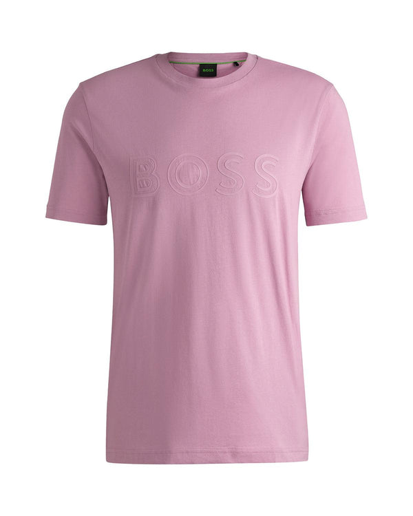 HUGO BOSS MENS ARTISTIC LOGO T-SHIRT LIGHT PURPLE-Designer Outlet Sales