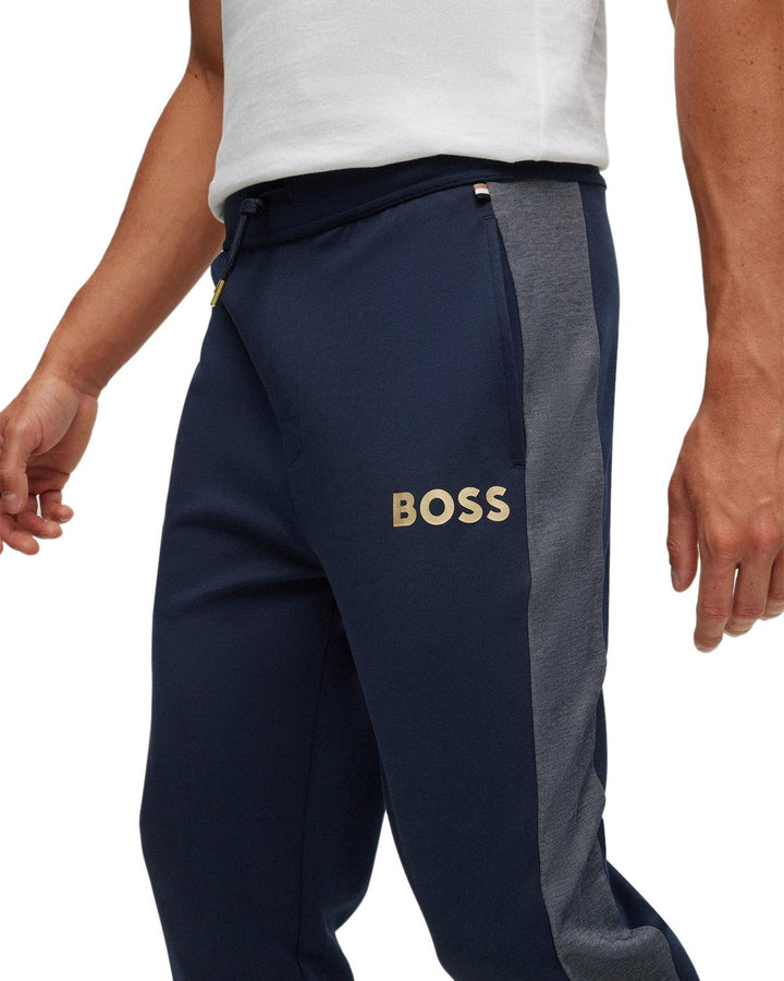 HUGO BOSS MENS CONTRAST PANEL TRACKSUIT PANTS DARK BLUE-Designer Outlet Sales