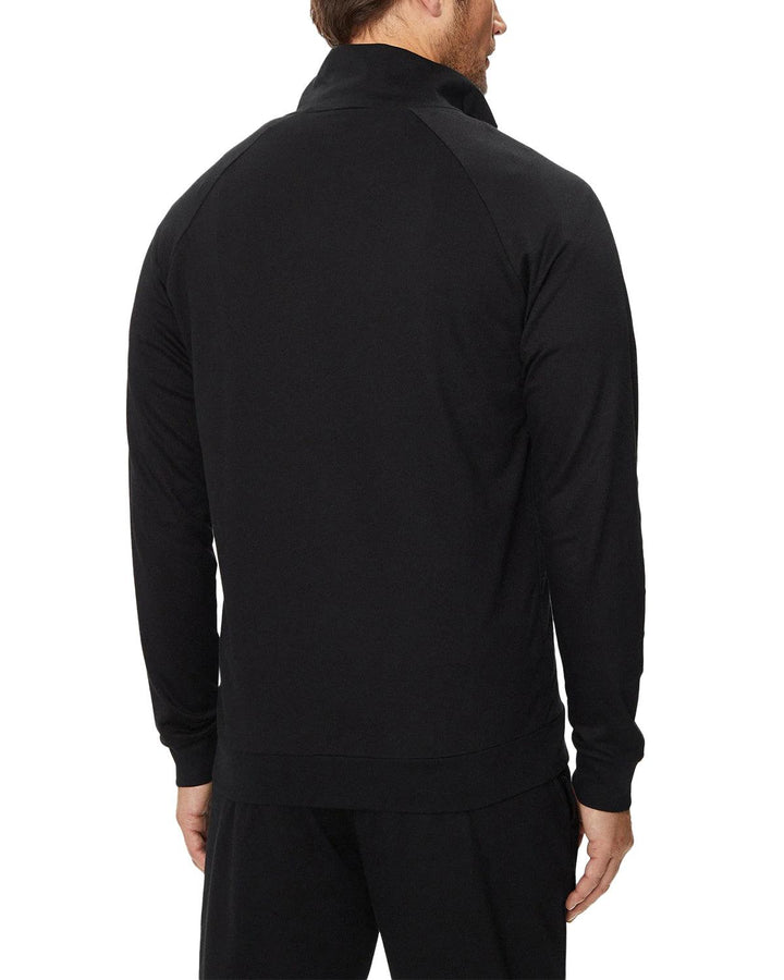 HUGO BOSS MENS CONTRAST ZIP SWEAT BLACK-Designer Outlet Sales