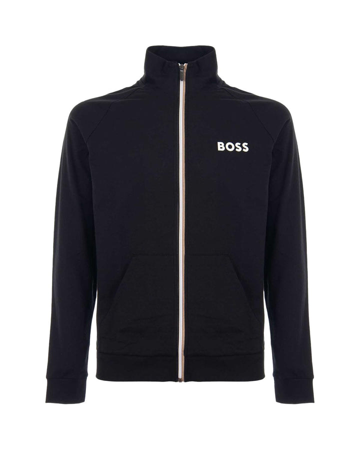 HUGO BOSS MENS CONTRAST ZIP SWEAT BLACK-Designer Outlet Sales