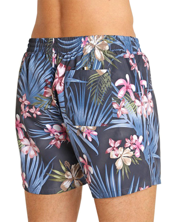 HUGO BOSS MENS FULLY LINED FLORAL PRINT SWIM SHORTS BLUE BLACK-Designer Outlet Sales