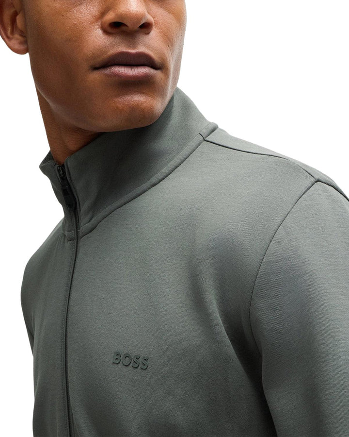 HUGO BOSS MENS HIDDEN POCKET ZIP SWEAT GREY-Designer Outlet Sales