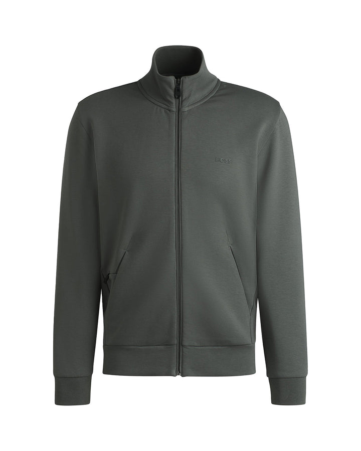 HUGO BOSS MENS HIDDEN POCKET ZIP SWEAT GREY-Designer Outlet Sales