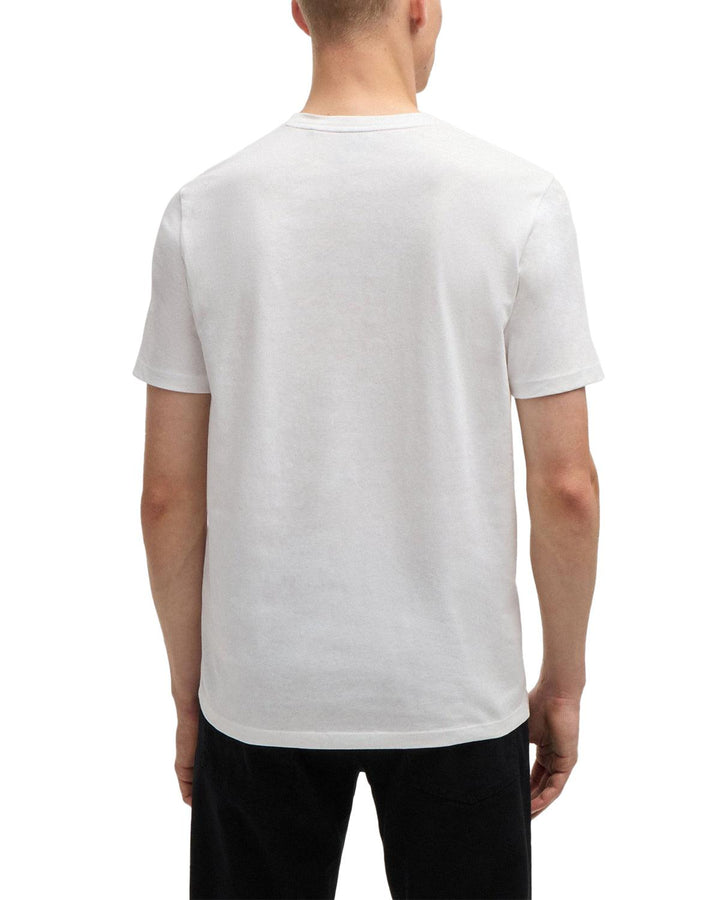 HUGO BOSS MENS LOGO PATCH T-SHIRT WHITE-Designer Outlet Sales