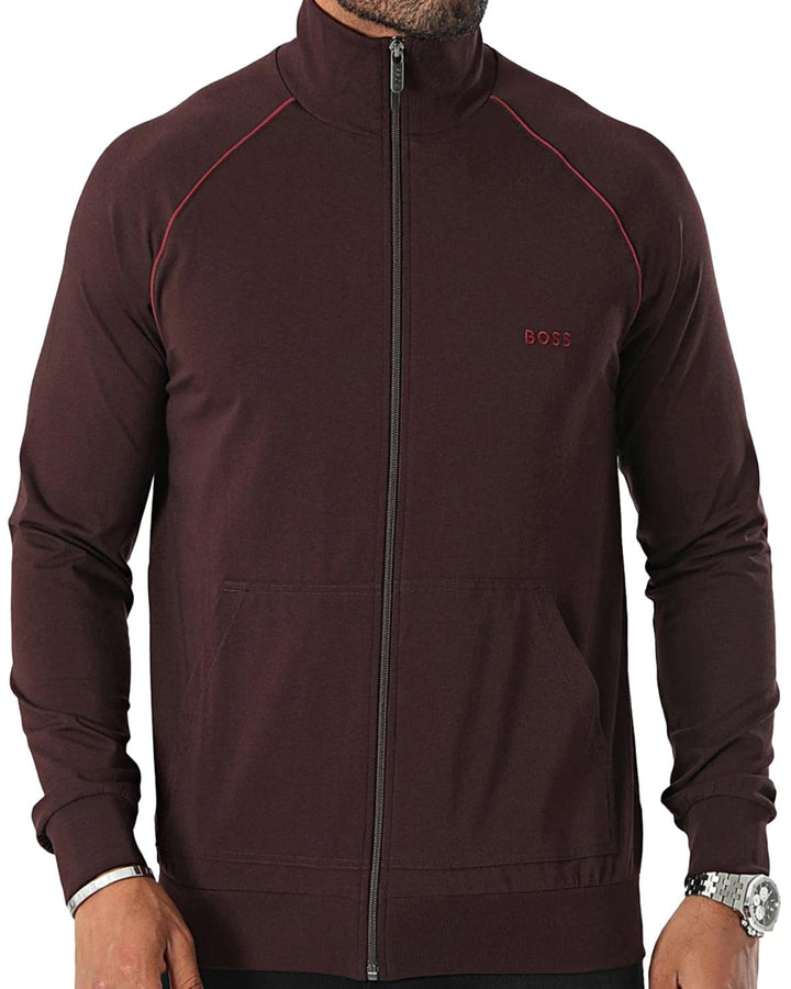 HUGO BOSS MENS MIX AND MATCH ZIP SWEAT OPEN RED-Designer Outlet Sales