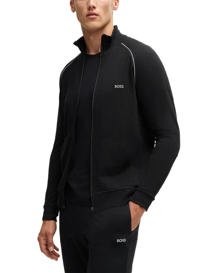 HUGO BOSS MENS MIX & MATCH JACKET Z ZIP SWEAT BLACK-Designer Outlet Sales