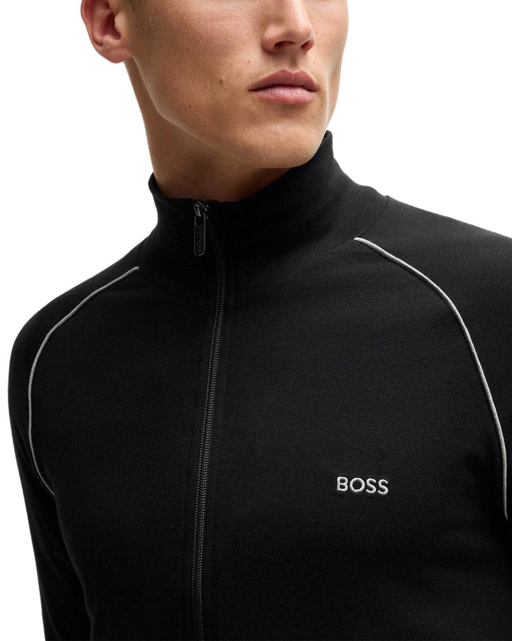 HUGO BOSS MENS MIX & MATCH JACKET Z ZIP SWEAT BLACK-Designer Outlet Sales