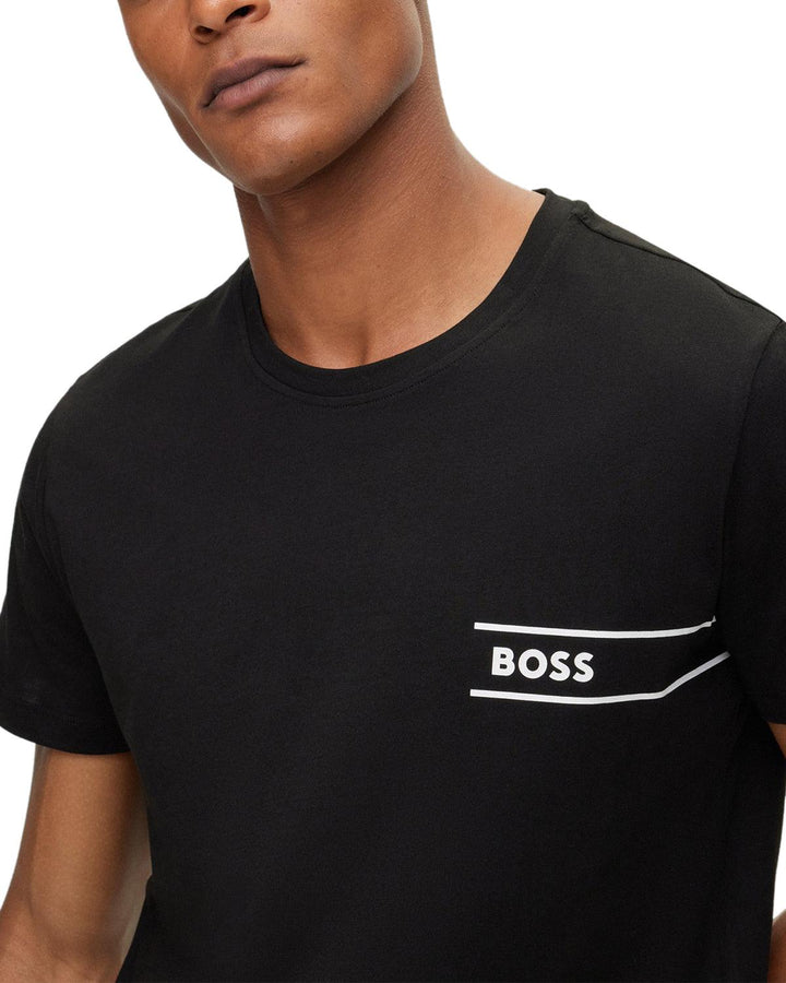 HUGO BOSS MENS ORGANIC LOGO T-SHIRT BLACK-Designer Outlet Sales