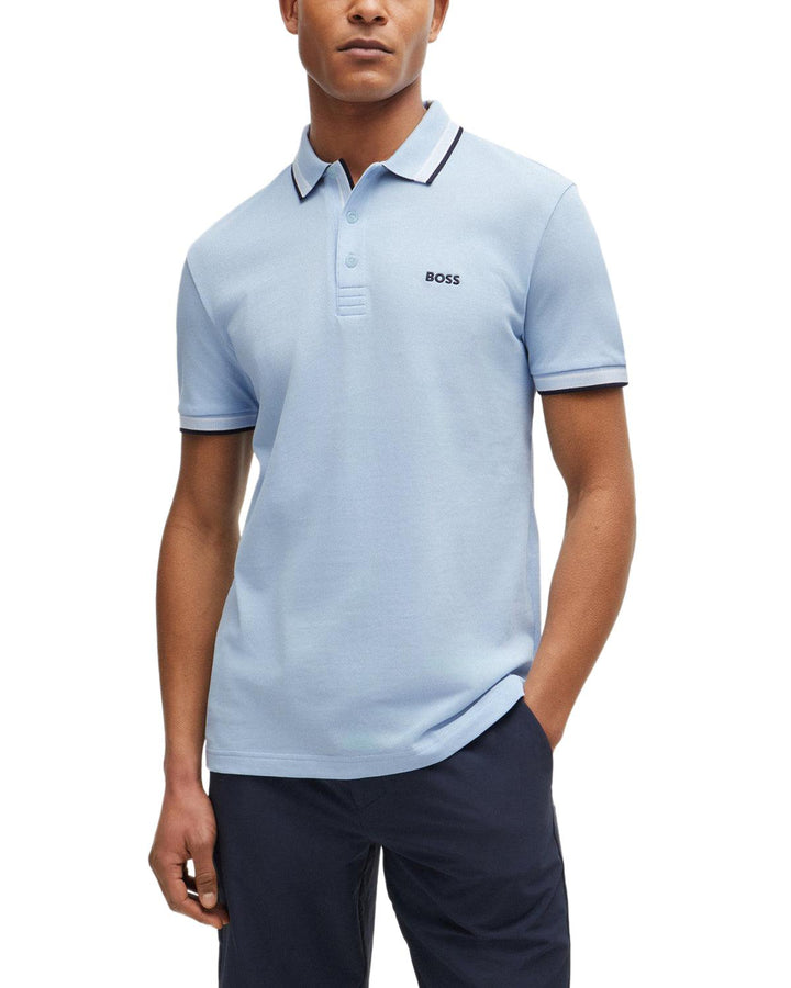 HUGO BOSS MENS PADDY POLO SHIRT LIGHT BLUE-Designer Outlet Sales