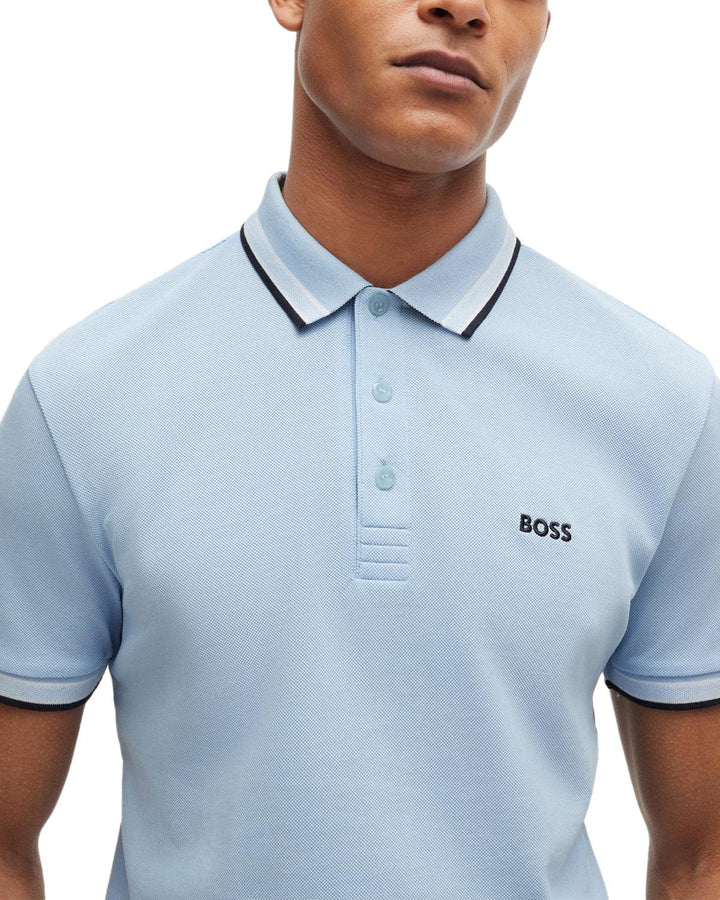 HUGO BOSS MENS PADDY POLO SHIRT LIGHT BLUE-Designer Outlet Sales