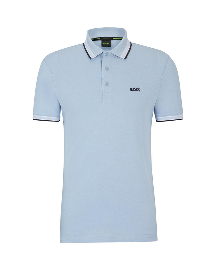 HUGO BOSS MENS PADDY POLO SHIRT LIGHT BLUE-Designer Outlet Sales