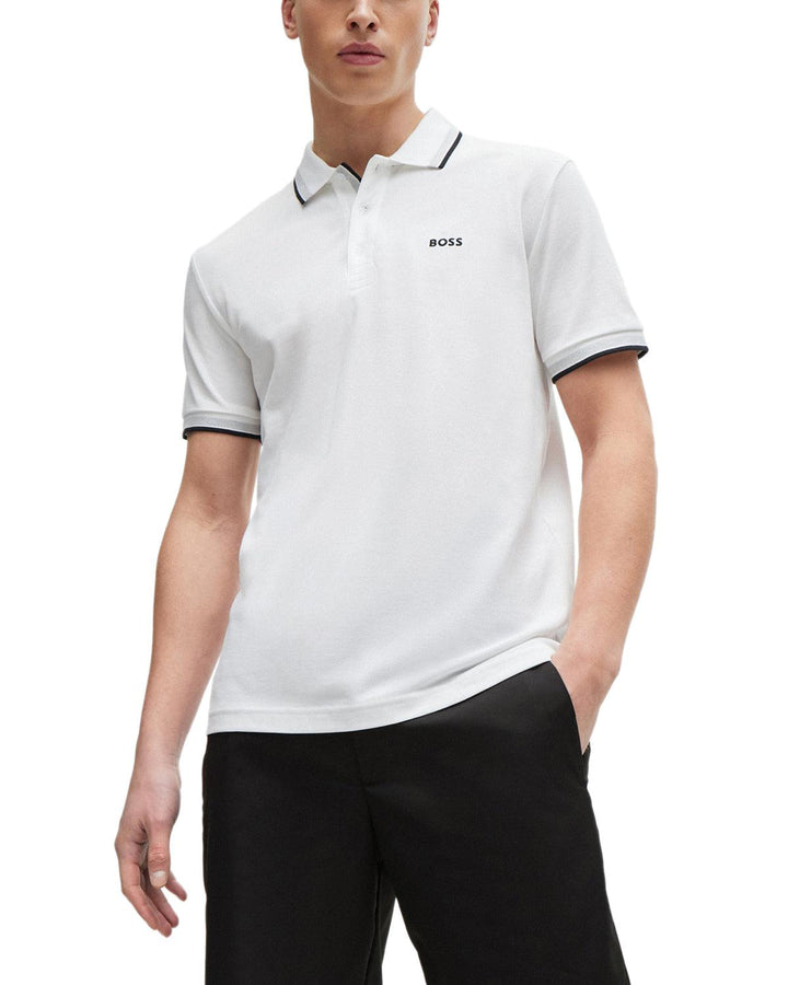 HUGO BOSS MENS PADDY POLO SHIRT WHITE-Designer Outlet Sales