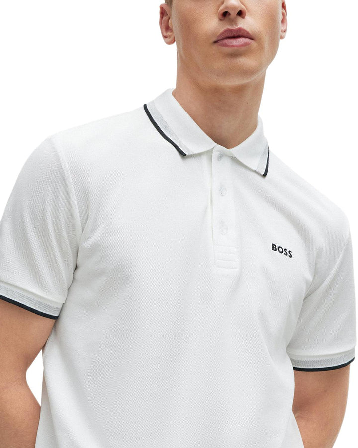 HUGO BOSS MENS PADDY POLO SHIRT WHITE-Designer Outlet Sales