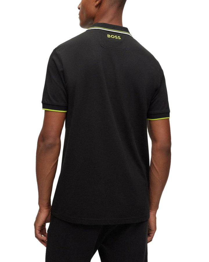 HUGO BOSS MENS PADDY PRO POLO SHIRT BLACK GREEN-Designer Outlet Sales