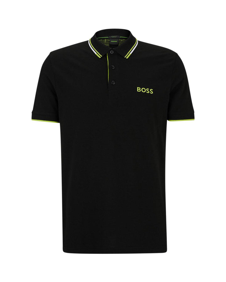 HUGO BOSS MENS PADDY PRO POLO SHIRT BLACK GREEN-Designer Outlet Sales