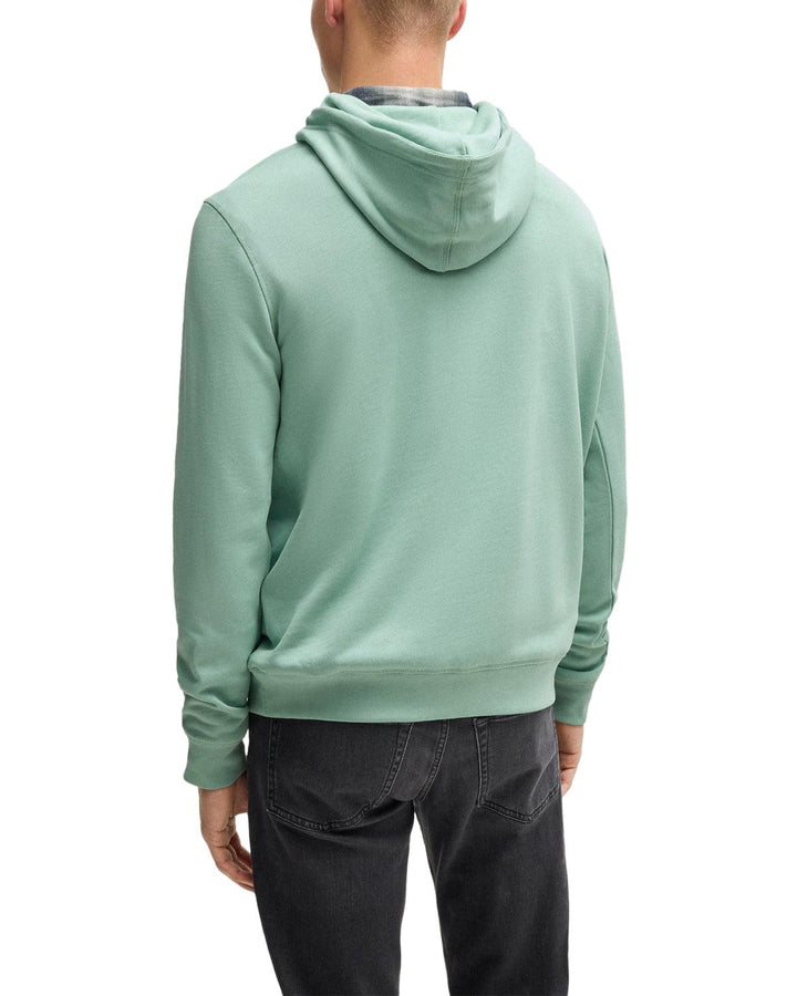 HUGO BOSS MENS PATCH LOGO HOODIE LIGHT GREEN-Designer Outlet Sales