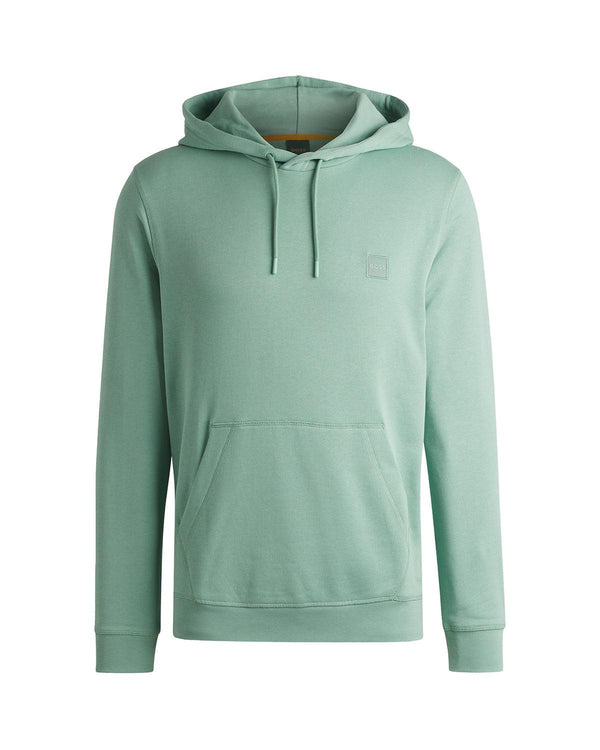 HUGO BOSS MENS PATCH LOGO HOODIE LIGHT GREEN-Designer Outlet Sales