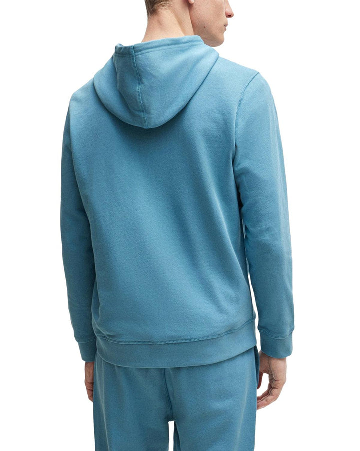 HUGO BOSS MENS PATCH LOGO HOODIE OPEN BLUE-Designer Outlet Sales