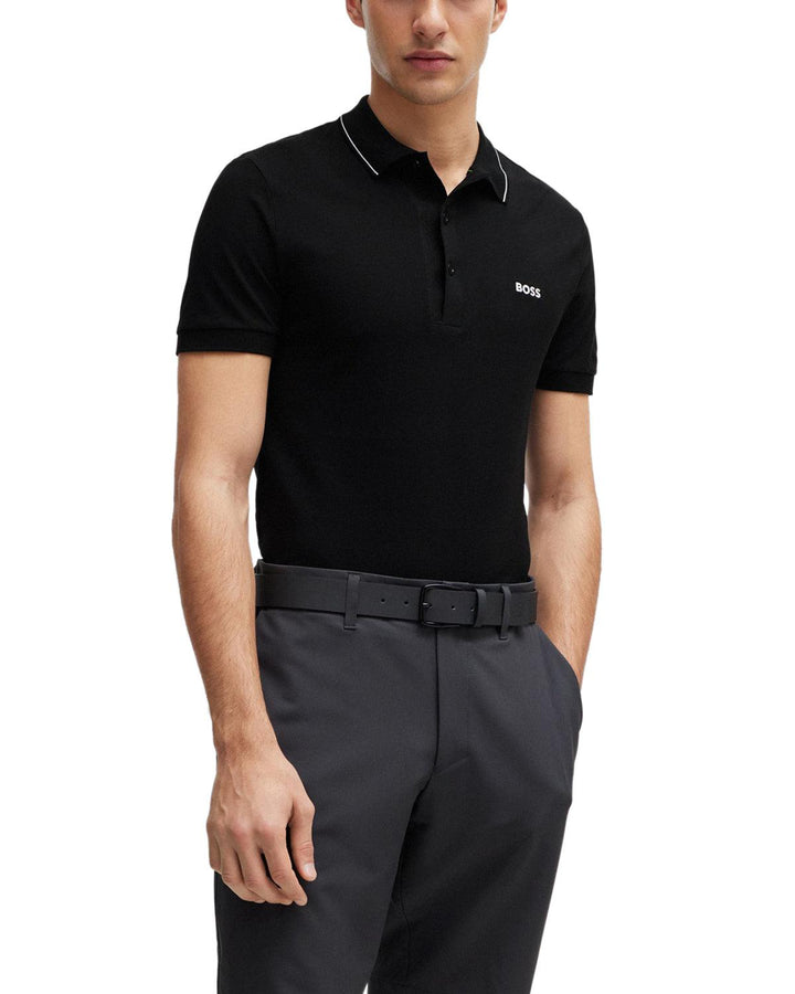 HUGO BOSS MENS PAULE 4 POLO SHIRT BLACK-Designer Outlet Sales